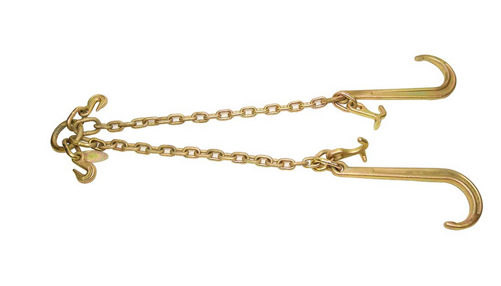 15" J-Hook V-Chain with Mini T-J Hook Combo  (also known as a V-Bridle Tow Chain) 