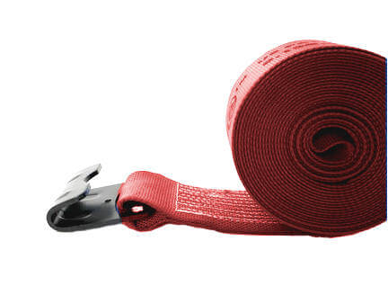 Red Diamond Weave Winch Straps with Flat Hook