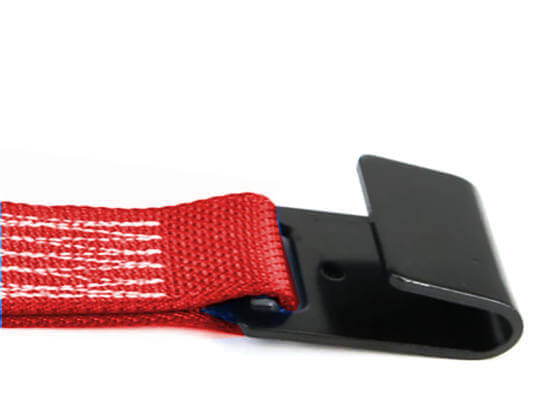 Red Diamond Weave Winch Straps with Flat Hook.  Available at Baremotion.com