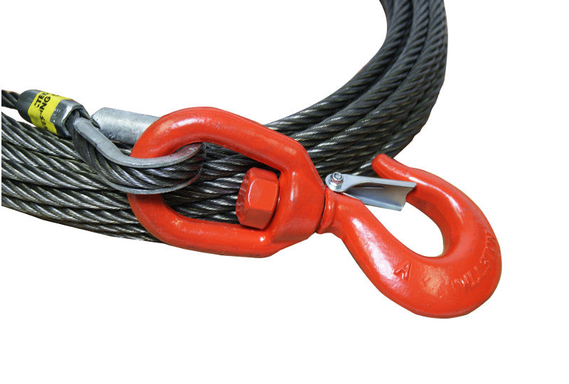 3/8" Fiber Core Winch Cables with Swivel Hook and Latch from All-Grip.