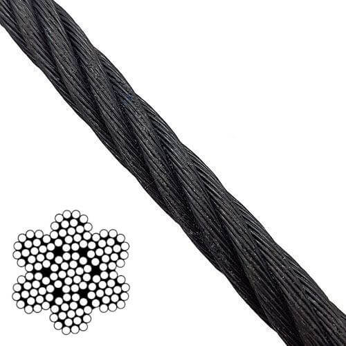 3/16" x 500' 7x19 Black Galvanized Aircraft Cable - 4200 lbs BS