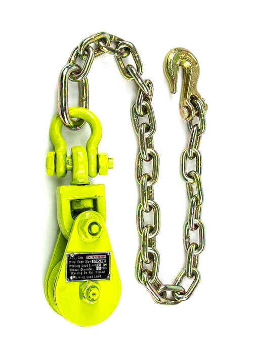 2 Ton Snatch Block with Chain Anchor Hi-Viz Yellow All-Grip®