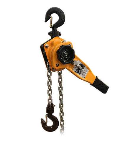 Lever Chain Hoist.  Used for heavy lifting and pulling.  Also known as a come along hoist or a ratchet lever hoist.