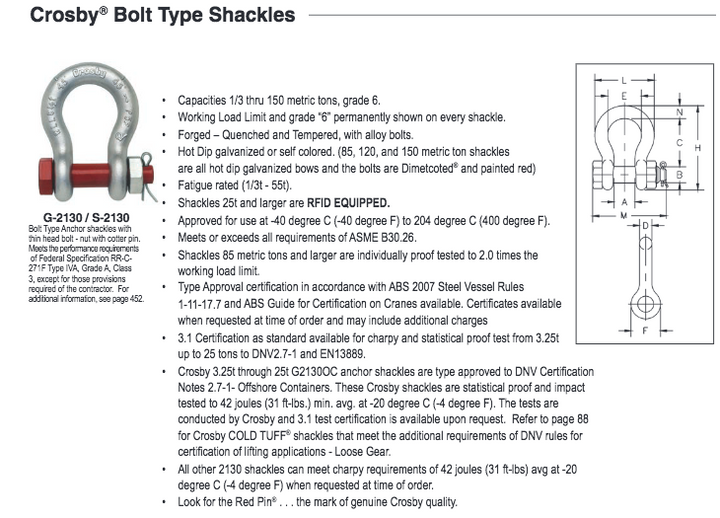 Crosby® G2130 Bolt Type Anchor Shackles Baremotion