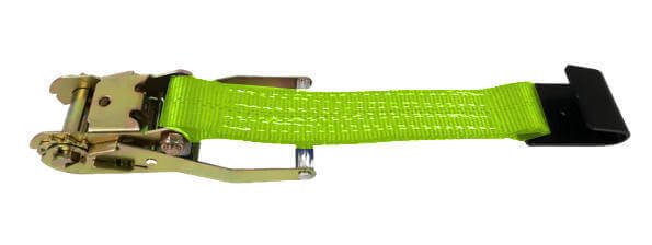 2" Fixed End Ratchet with Flat Hook - Hi-Vis Green Diamond Weave available at Baremotion