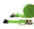 2" Hi-Viz Green Diamond Weave Ratchet Straps with Flat Hook available at Baremotion.com