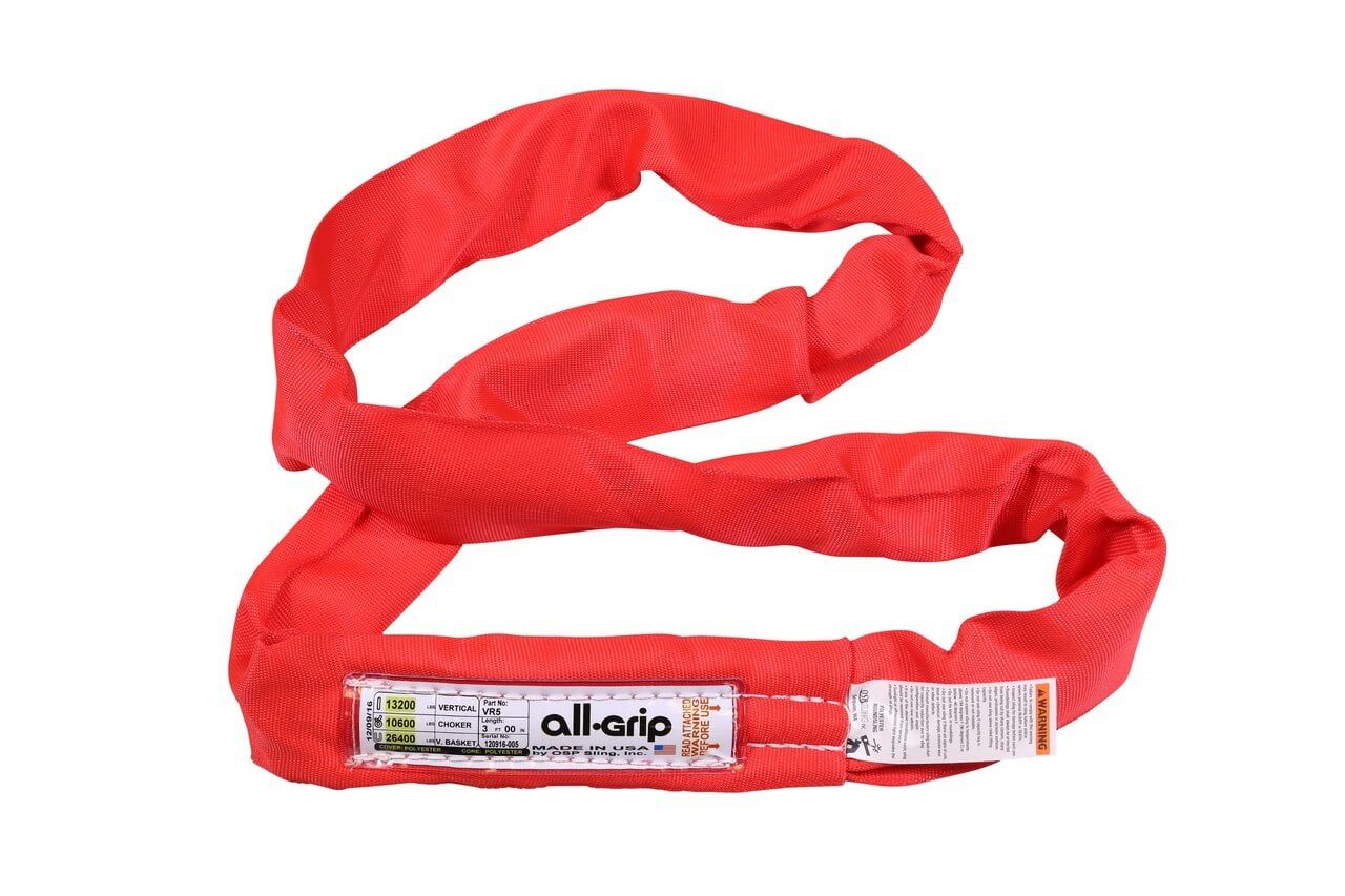 Red Polyester Round Sling All-Grip 13,200 LBS WLL (USA)