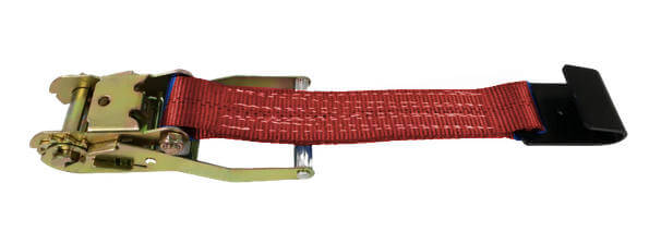 Red end fitting ratchet buckle available at Baremotion