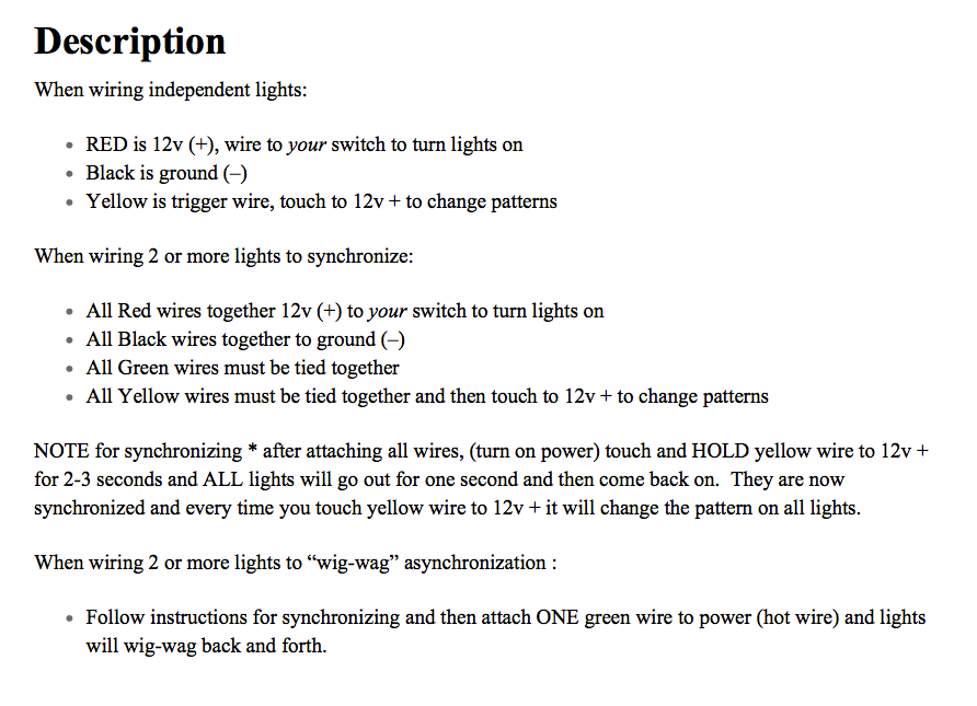 Installaion information LED Ultra Thin Low Profile Strobes with 19 Flash Patterns