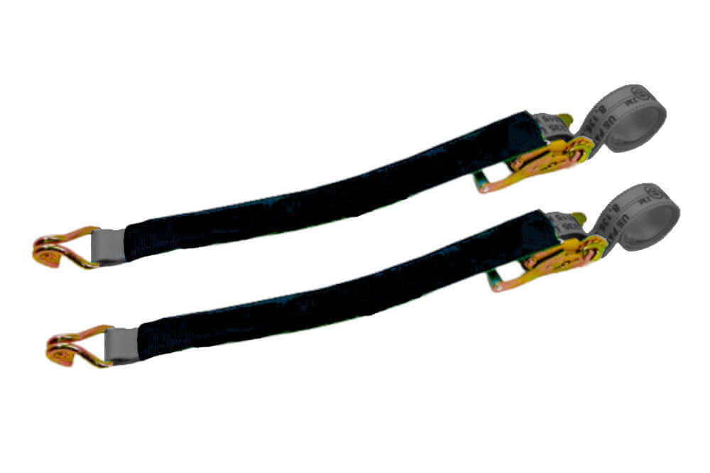2"x6' Underlift Tie Down Gray Diamond Weave Straps with Double J-Hooks.  This tie-down assembly comes with a protective sleeve and is designed to withstand frequent use, it is perfect for towing applications.  