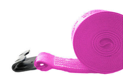 Heavy Duty Pink Winch Straps made from abrasion resistant Diamond Weave webbing