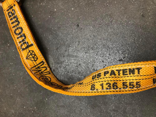Diamond Weave yellow webbing stitched in the USA